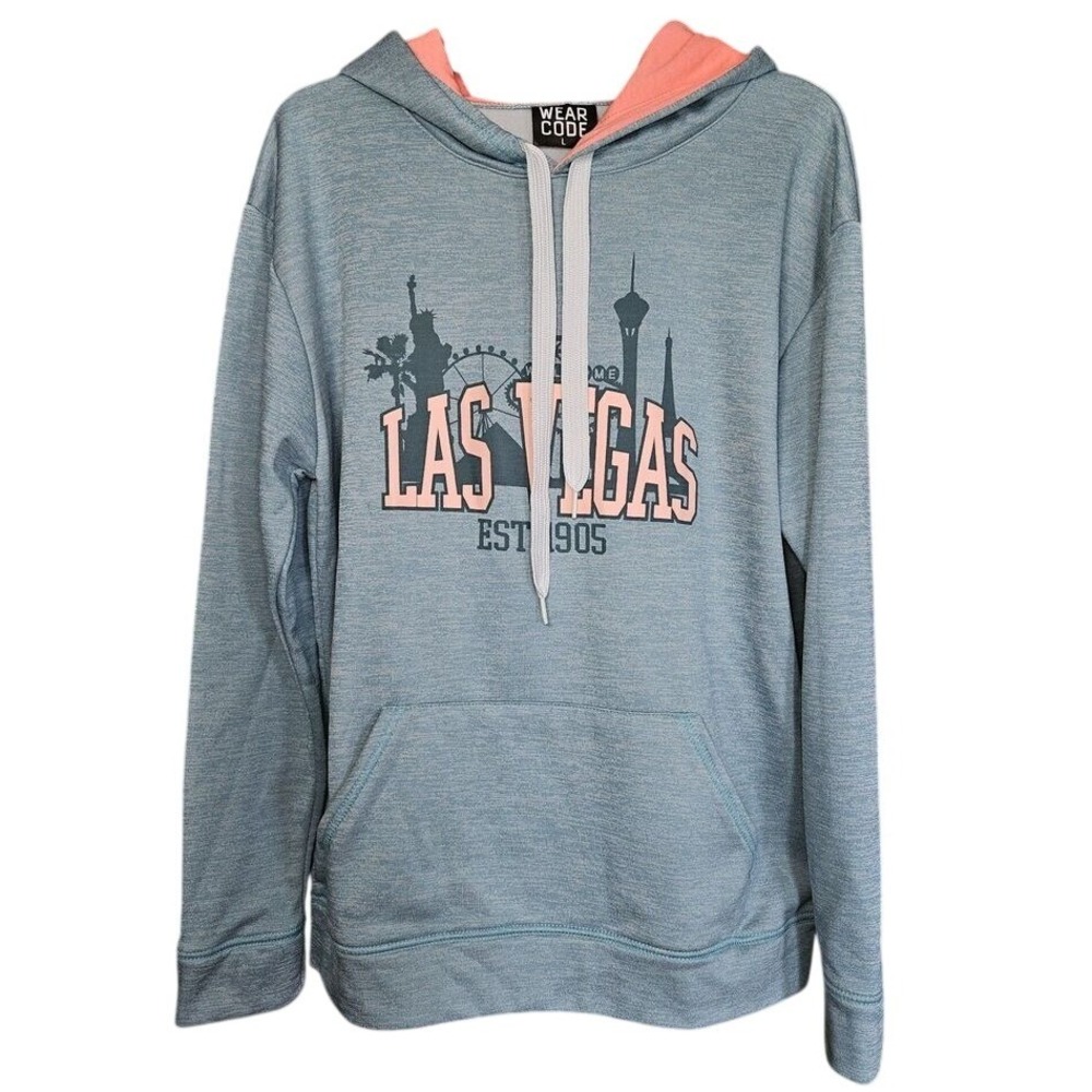 Las Vegas Nevada Est. 1905 Graphic Hoodie L | Teal Green Coral Travel Souvenir